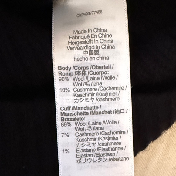 Madewell Black Ribbed Crew Neck Sweater 90%Wool 10% Cashmere - Picture 13 of 14